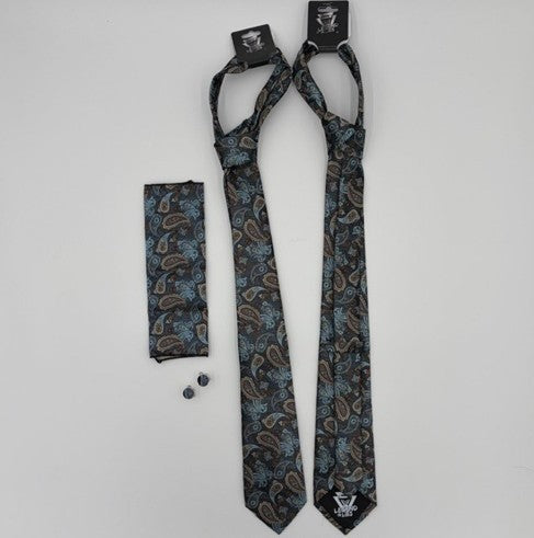 Microfiber Masonic Necktie Paisley Set with Cufflinks
