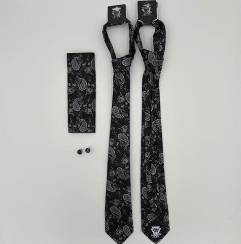 Microfiber Masonic Necktie Paisley Set with Cufflinks