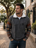 Legend or Lies 1/4-Zip Aztec Sleeve Sherpa Collar Sweatshirt