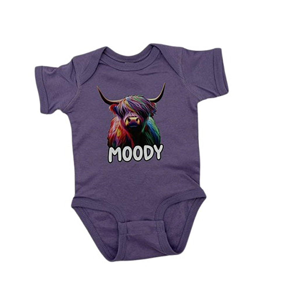 Legend or Lies Moody Colorful Highland Cow Infant Bodysuit